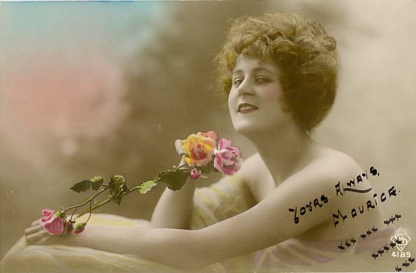 Tinted Postcard of Pretty Lady