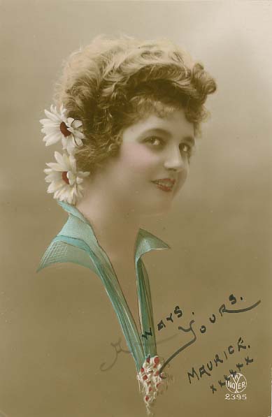 Tinted Postcard of Pretty Lady